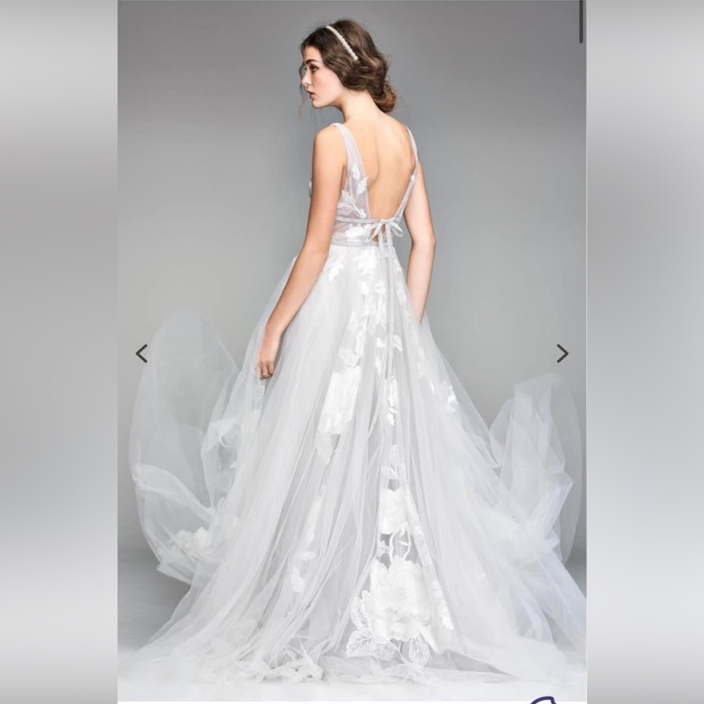 Willowby Galatea Gray Floral Wedding Dress - Picture 2 of 6